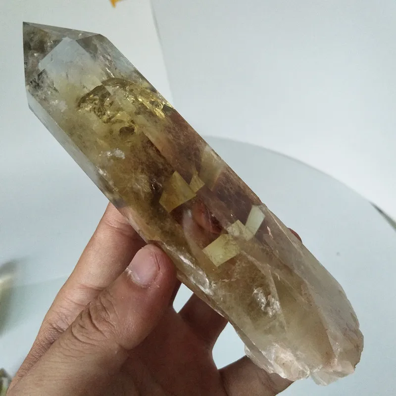 Натуральный камень цитриновый Кристалл кристаллические палочки точка энергия чакры камни и заживляющие кристаллы - Цвет: A37   347g   156mm