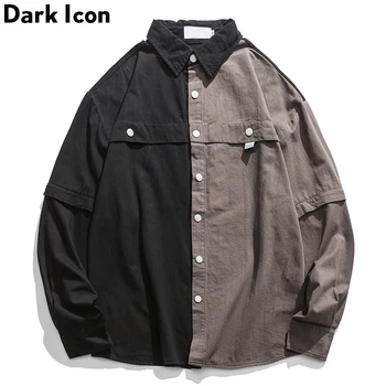 

Dark Icon Detachable Short-sleeved Shirt Men Women long-sleeved Japanese Harajuku Retro Men's Shirts