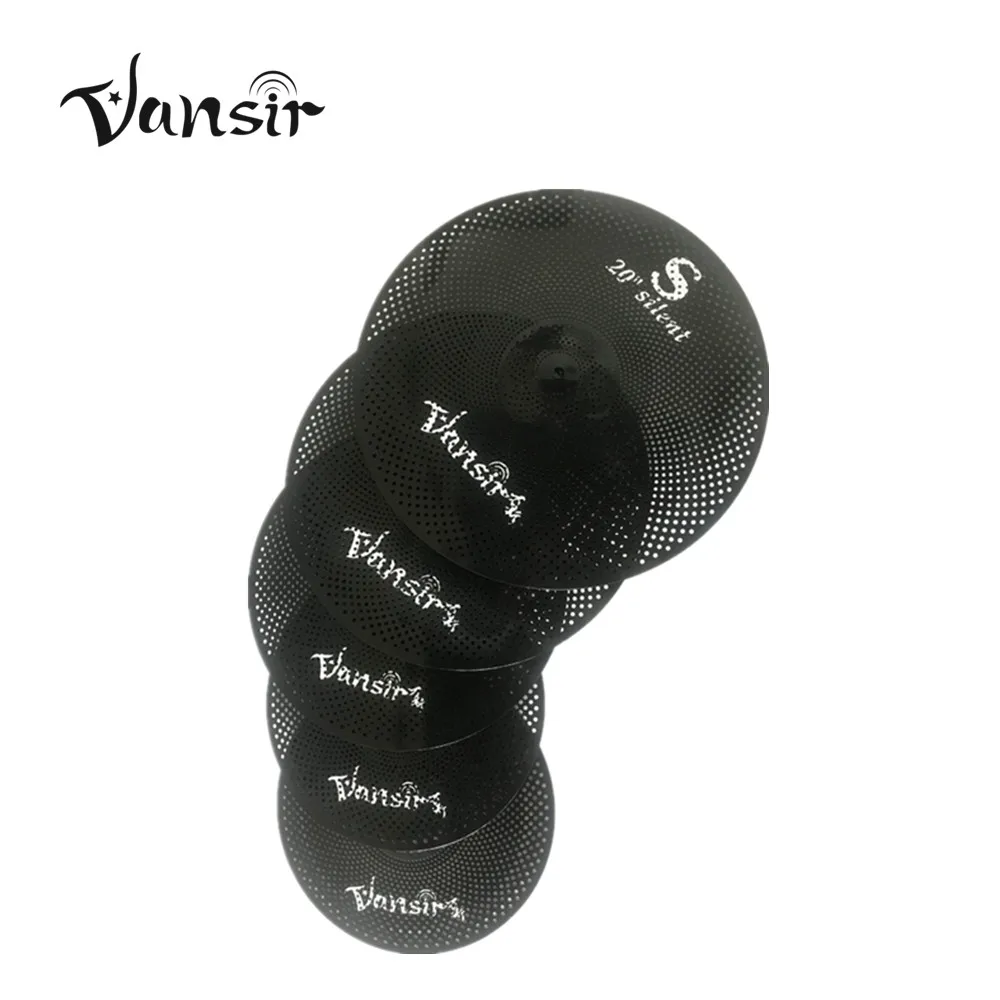 Vansir Black Color Low Volume Cymbal Set 14" 16" 18" 20" 5 Pcs Silent Cymbal Percussion Instrument