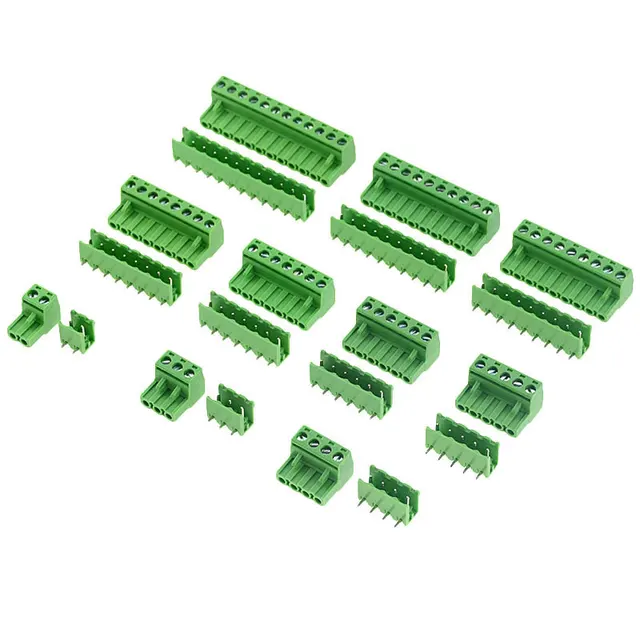 Juego de 10 bloques de terminales tipo enchufe, HT5.08, ángulo recto, 2, 3, 4, 5, 6, 7, 8, 9, 10, 12 pines, 300V, 10A, 5,08mm Juego de 10 bloques de terminales tipo enchufe, HT5.08, ángulo recto, 2, 3, 4, 5, 6, 7, 8, 9, 10, 12 pines, 300V, 10A, 5,08mm