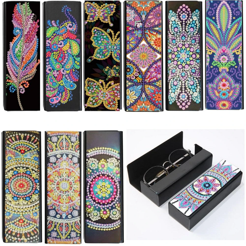 needle rug hooking Glasses Storage Box DIY Diamond Painting Sunglasses Case Portable Leather Eyeglasses Box Diamond Craft Gift best Needle Arts & Craft