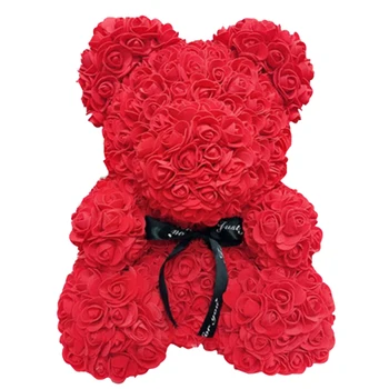 

HOT Valentines Day Gift 25cm Red Rose Teddy Bear Rose Flower Artificial Decoration Christmas Gifts Women Valentines Gift