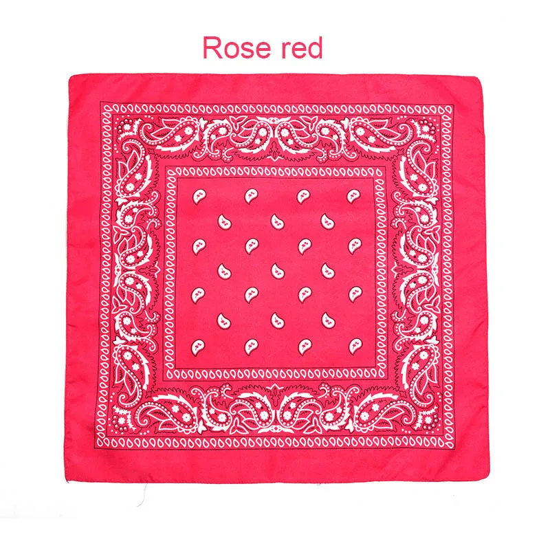 Rose red Модная бандана в стиле хип-хоп из хлопка, квадратный шарф 55 см* 55 см, черная, красная повязка на голову с принтом пейсли для женщин/мужчин/мальчиков/девочек - Цвет: Rose red