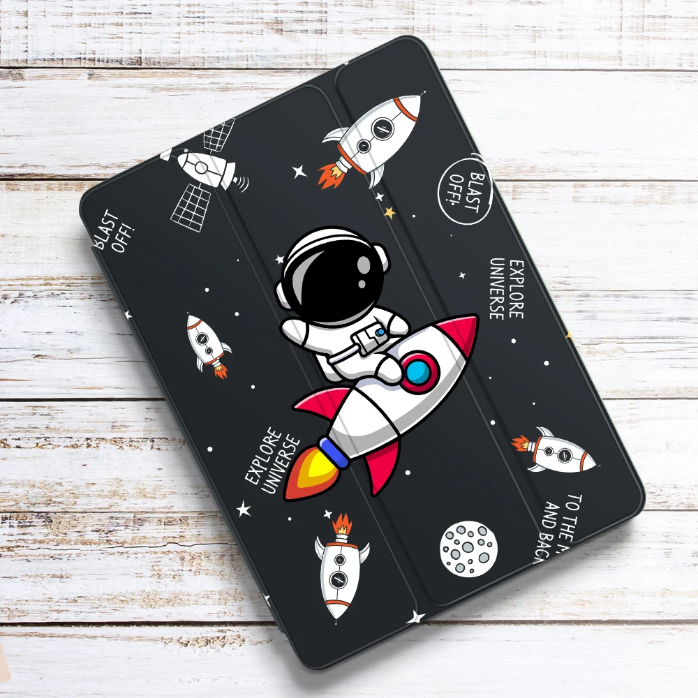 3D Astronauts for Air 4 iPad Pro 2021 Case Cute Air 1 With Pencil Holder 8th 7th 11 Pro 2018 Mini 5 / 6 Cover Silicone For 10.5