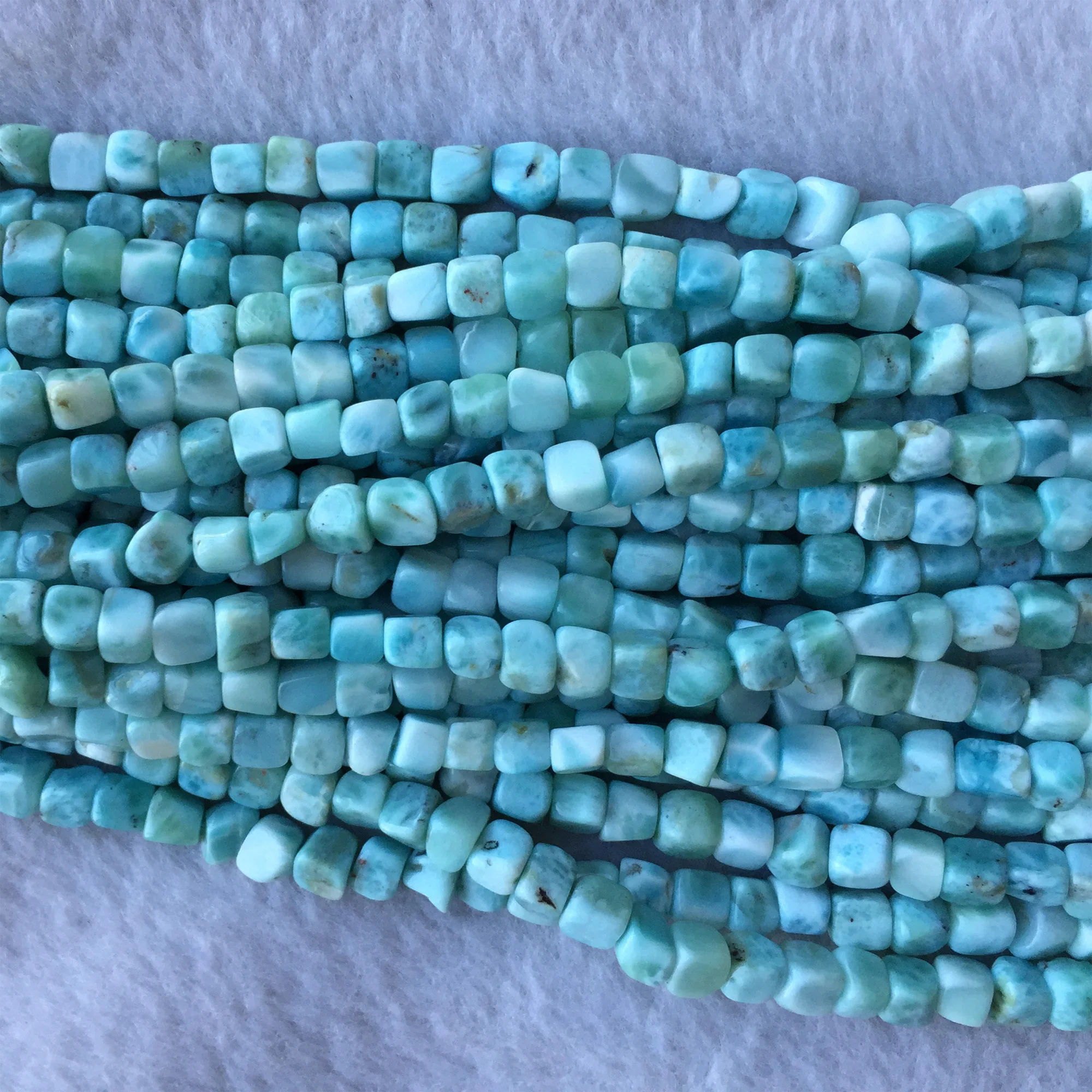 Natural Genuine Dominica Blue Larimar Cube Nugget Free Form Fillet Irregular Pebble Loose Beads