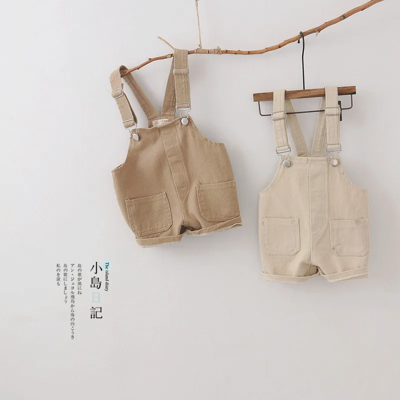 Japanese Style Kids Overalls Comfortable Brief Suspenders Shorts