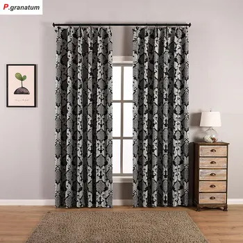 

Single Panels Blackout Curtains For Bedroom Window Decoration Jacquard Fabric Black Europe Luxury Curtain Living Room