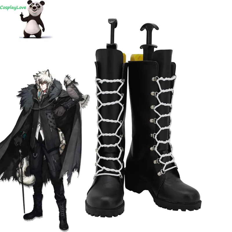 Arknights Silverash/черная обувь Длинные сапоги для костюмированной вечеринки Кожаные на