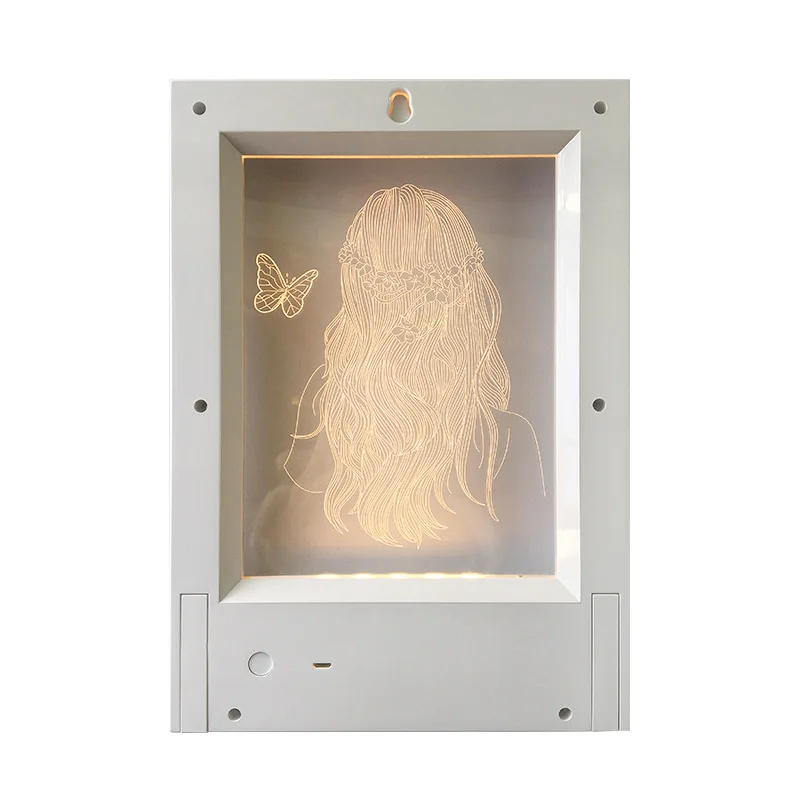 

New 3D Creative Novelty Warm Led 3D Acrylic Table Desk Lamp Light Unique Decorative Album Frames 3D Nightlights Desk Lamp Light