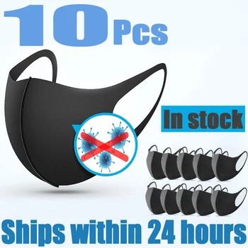 

Men Polyester 10pcs Washable No Odor Face Mask Of Advanced PM2.5 Dustproof And Pollution-proof Activated Carbon Filter Solid