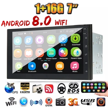 

7 Inch 2 Din for Android 8.1 Car Multimedia Player 2.5D Touch Screen Stereo Radio GPS Navigation WIFI bluetooth FM Rear Camera