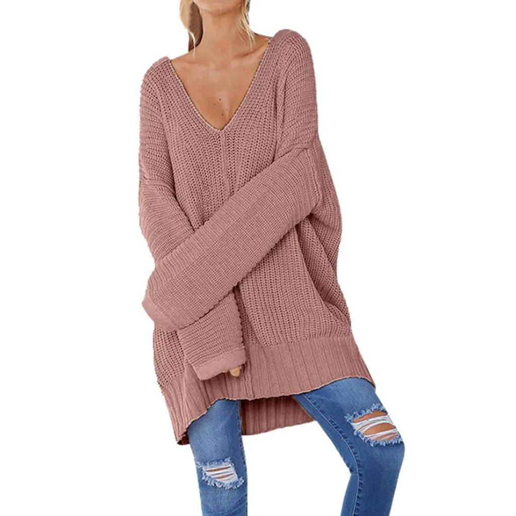 Женский свитер зимний джемпер с вырезом свободный длинный рукав ленивый более размер рубашка джемпер Топы платье плюс размер осенний пуловер FA