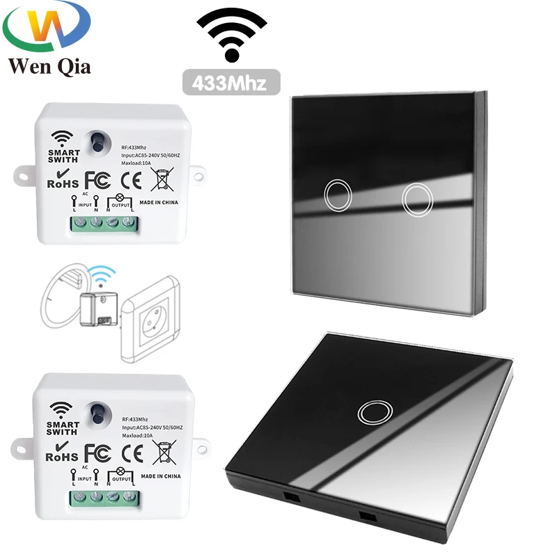 Interruttore Smart Light Wireless Con Telecomando 433Mhz Pannello A Parete Touch Switch Mini Relè Ricevitore 220V Home Led Light Fan Fan