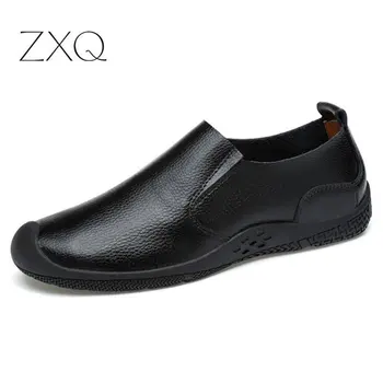 

High Quality Men Basic Casual Slip On Moccasins Cow Leather Spring Summer Winter Men Flat Loafers Black Brown