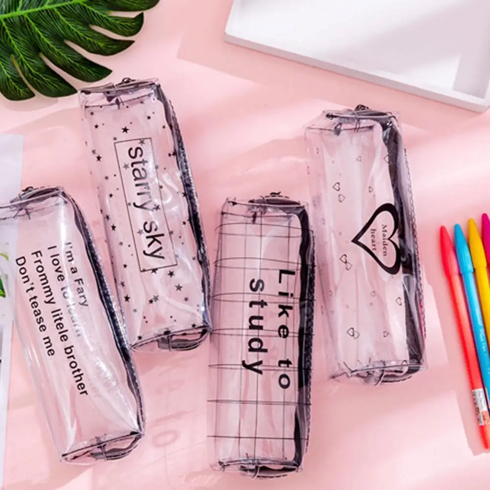 

Transparent Letter Star Heart School Pencil Case Large Capacity Pencil Box Storage Bag Stationery Gift School Supplies