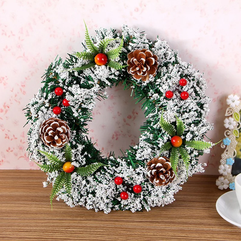 New Year Handmade Christmas Wreath Decoration for Home Spruce Wreath Circle Artificial Garland Door Hanging Ornament Celebration