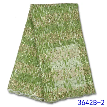 

2020 High Quality Nigerian Mesh Fabric French Tulle Lace Women Dress Embroidered Sequin Lace Fabric For Women Sewing GD3642B-2
