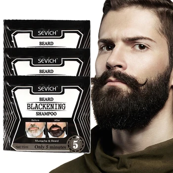 

5Mins Blackening Beard Shampoo Dye Natural Faster Lasting 4 Weeks Beard Tint Cream Nourishing Beard Coloring Grey Removal TSLM2