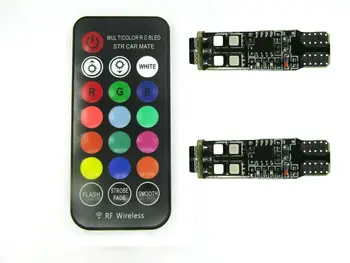 

Car LED w5w t10 led RGB 3535 with Remote Control Flashing Wide Light Reading Light led car light