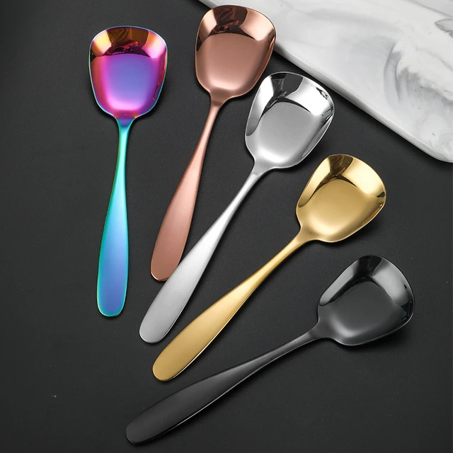 Korean Square Head Soup Spoon Stainless Steel Tableware Teaspoons