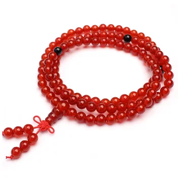 

Natural Red Agate 108 Buddha Bead Hand String 216 Grains