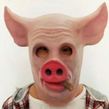 

2020 Hot Halloween Pig Out Cigar Animal Latex Adult Costume Mask