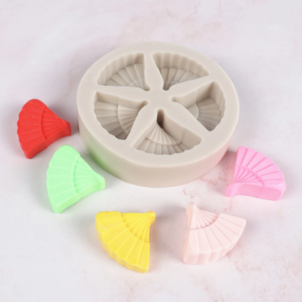 Cute Retro Fan Shape Silicone Mold Fondant Mould Cake Decorating Tools Chocolate, Gumpaste, Sugarcraft, Kitchen Gadgets