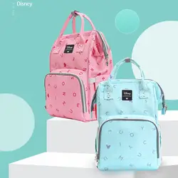 Disney пеленки мешок рюкзак с USB бутылка Отопление Детская сумка для мамы объемная сумка путешествия Материнство Микки Минни подгузник сумка