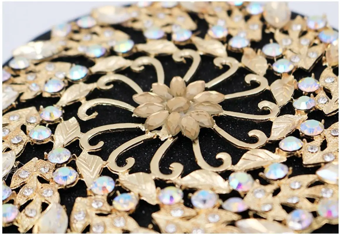 Luxy Moon Rhinestone Floral Black Sequin Round Evening Bag Surface Detail View