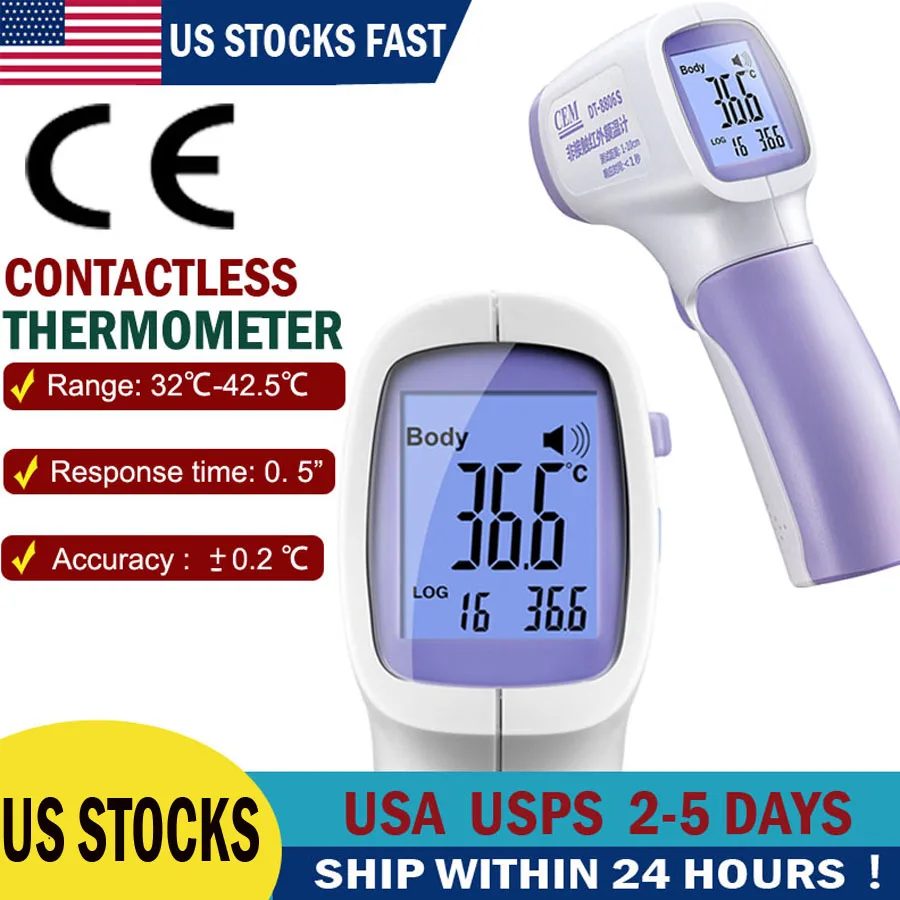 

US STOCKS Digital Thermometer Infrared Thermometer Gun Non-contact Thermometer High Precision Thermometer Temperature Detector