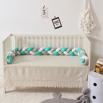 

220cm Baby Bed Cotton Protection Hand Woven Twist Braid Color Matching Woven Bed Circumference Cushion Child Cradle Decoration