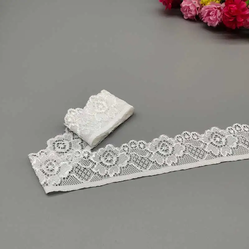 Lace Fabric Ribbon 2Yard 3.4CM Wide Elastic Stretch for DIY Craft Underwear Accessories