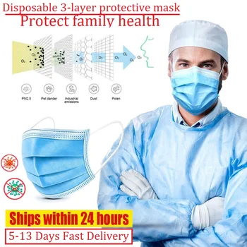 

In Stock 50pcs/20pcs Anti Virus Mask Disposable 3 Layers Filter Dustproof Mouth Face Masks Protective Factory wholesale