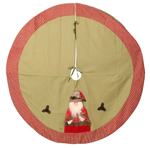 120cm green santa Рождественский Декор, юбка с 3D деревом, большой размер, 120*120 см, замша, Рождественская елка, юбки 60*60,80*80, Санта Клаус, снеговик, хлопок - Цвет: 120cm green santa