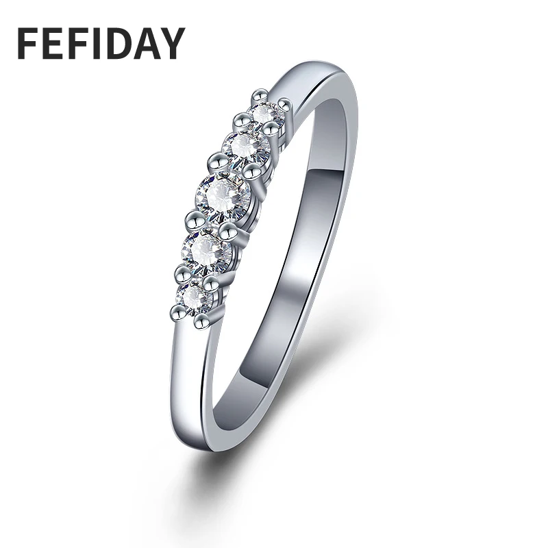 FEFIDAY Ladies Dainty Fashion Women Band Wedding Rings For Stone Crystal Zirconia Engagement Ring Female | Украшения и аксессуары