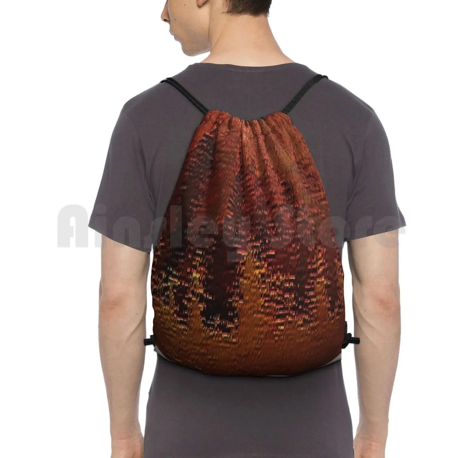 

Copper Bronze Backpack Drawstring Bags Gym Bag Waterproof Copper Bronze Corroded Degraded Surface Texture Rust Rough