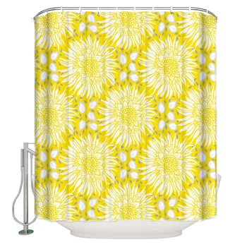 

Sunflower Blooming Sunflower Flower Park Yellow Shower Curtain Decor with Hooks Waterproof