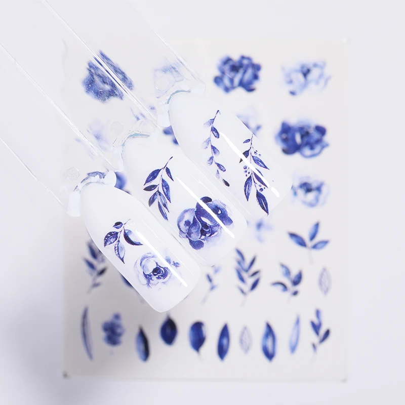 1 лист цветок серия водная наклейка для ногтей Лаванда красочный цветок лист дизайн ногтей переводная наклейка для украшения ногтей