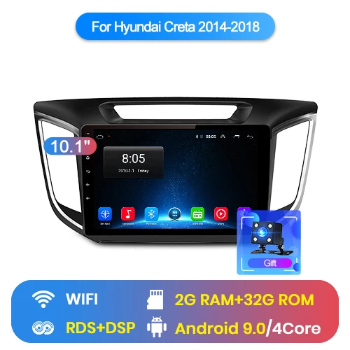 Junsun 2G+ 32G Android 8,1 для hyundai creta ix25- 2 din Автомобильный Радио стерео плеер Bluetooth gps Навигация dvd - Цвет: WIFI (2GB 32GB)