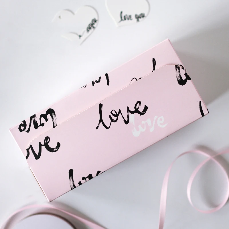 pink box 10 шт розовый любовь печенье коробка подарочная упаковка десерт печенье бумажная коробка как Подарочная упаковка DIY четыре стиля коробки для конфет шоколада - Цвет: pink box