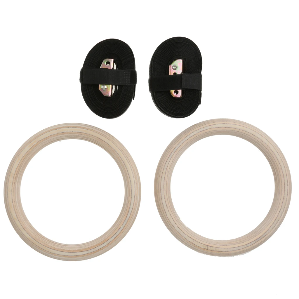 

Wooden Gymnastic Olympic Fitness Rings Strength Training Adjustable Pair