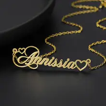Customized Heart Name Necklaces Personalized Cursive Script Letter Nameplate High Quality Stainless Steel Jewelry For Women Gift Customized Heart Name Necklaces Personalized Cursive Script Letter Nameplate High Quality Stainless Steel Jewelry For Women Gift