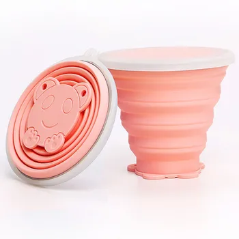 

1pc 250ml Stainless Steel Silicone Folding Cup with Lanyard / Dustproof Cover Lid Outdoor Coffee Cups Retractable Travel Copa