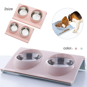 

Double Dog Bowl Pet Feeding Station Stainless Steel Water Food Bowls Feeder Solution for Dogs Supplies Pet Bowl Food Container