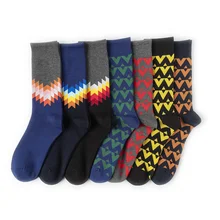 Diamond Pattern Bamboo Socks Eco Friendly High Quality Mens Crew Heather Striped Socks Lot for Man