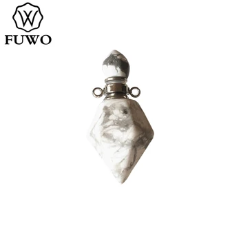 

FUWO Perfume Bottle Multi-Kind Gems Essential Oil Bottles White Quartz Howlite Onyx Jewelry Girls Gifts Wholesale PD320 3pcs