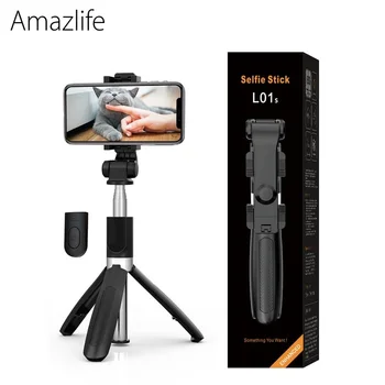 

Amazlife L01s Retractable Handheld Tripod Selfie Stick Monopod with Bluetooth Remote Button for iOS Android Phone