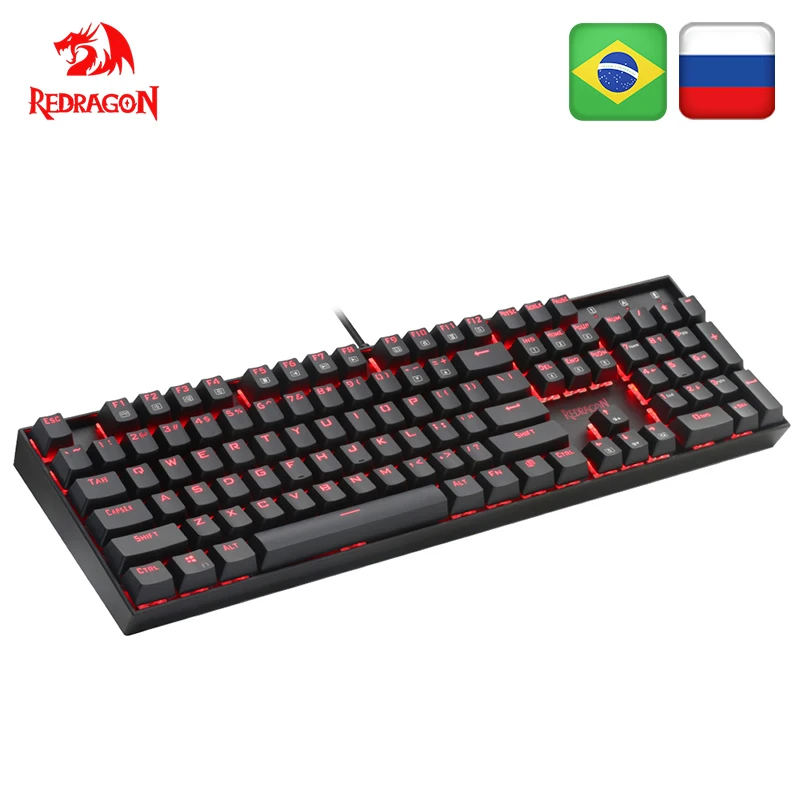 Дешево Redragon Mitra K551 USB Механическая игровая клавиатура синий переключатель DIY 104 ключ с подсветкой PC Gamer русские брелки или стикер с надписью на испан...