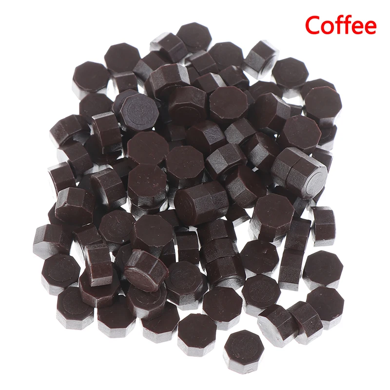 coffee Octagon Seal Wax Stamps Greeting Card Seal Wedding Invitation Envelope Seal Mixed Color Pack 100pcs - Цвет: coffee