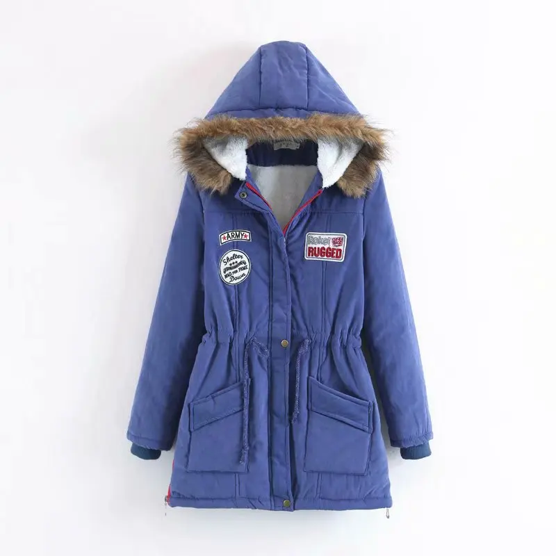 Autumn And Winter New Style Korean-style Hooded Cotton Coat Women Jacket Trench Coat Women's Brushed And Thick Lambs Wool C